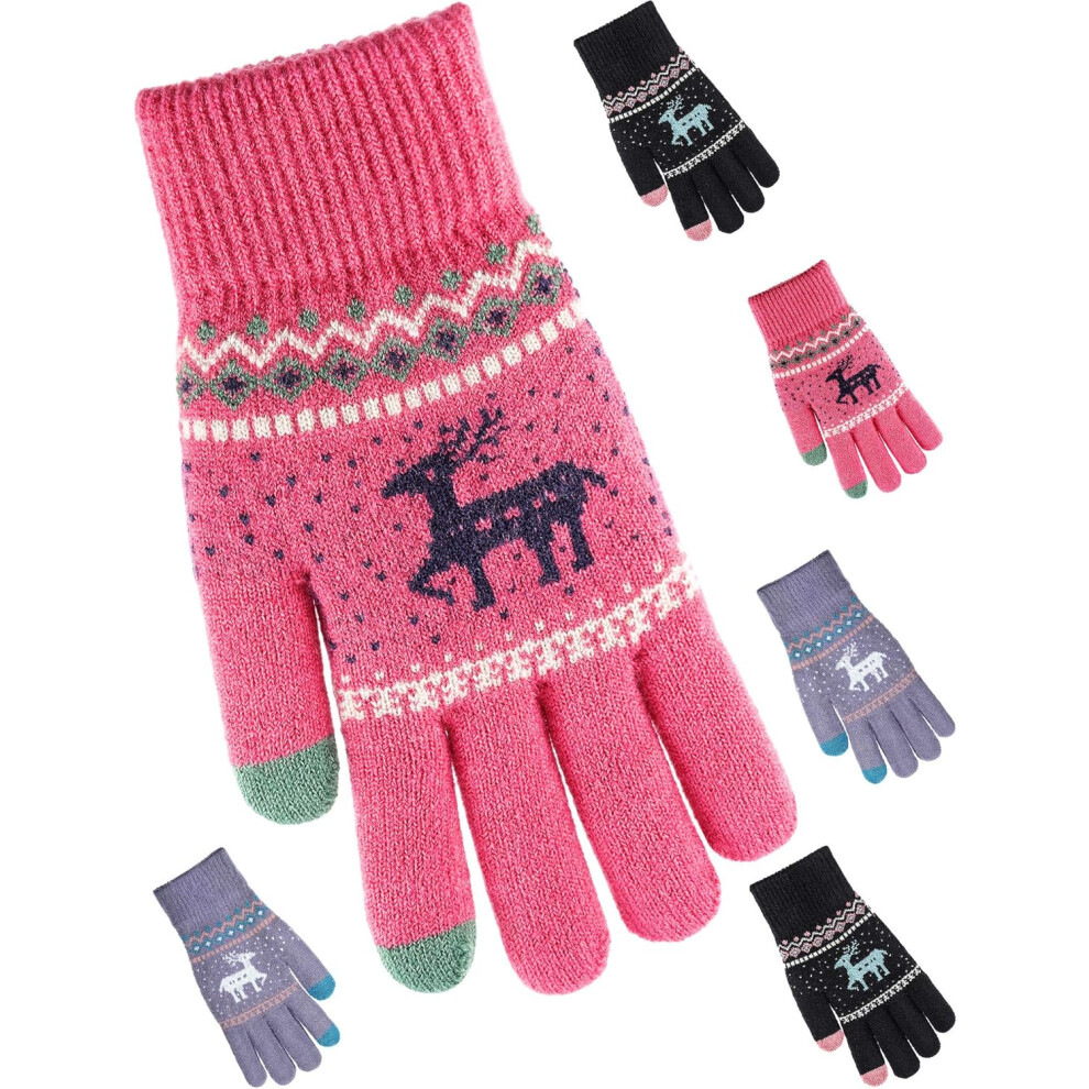 Winter knitted touch screen gloves animal elk double-layer warm gloves for men and women
