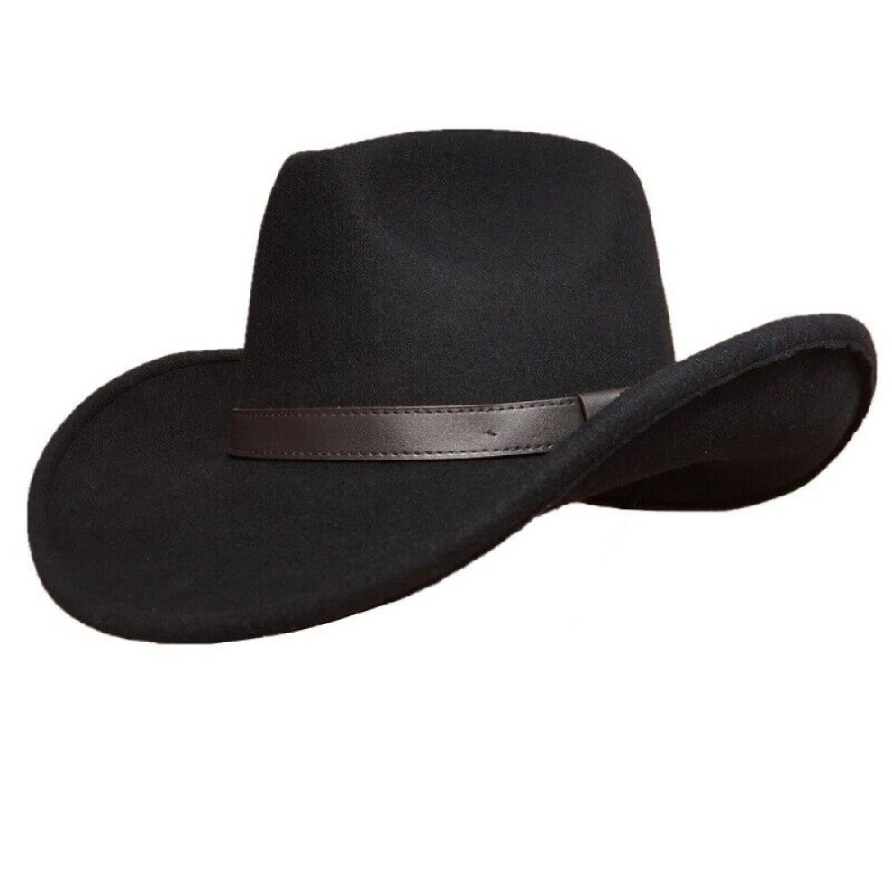 Cowboy Hat Wool Felt Western Hat For Men Women Black