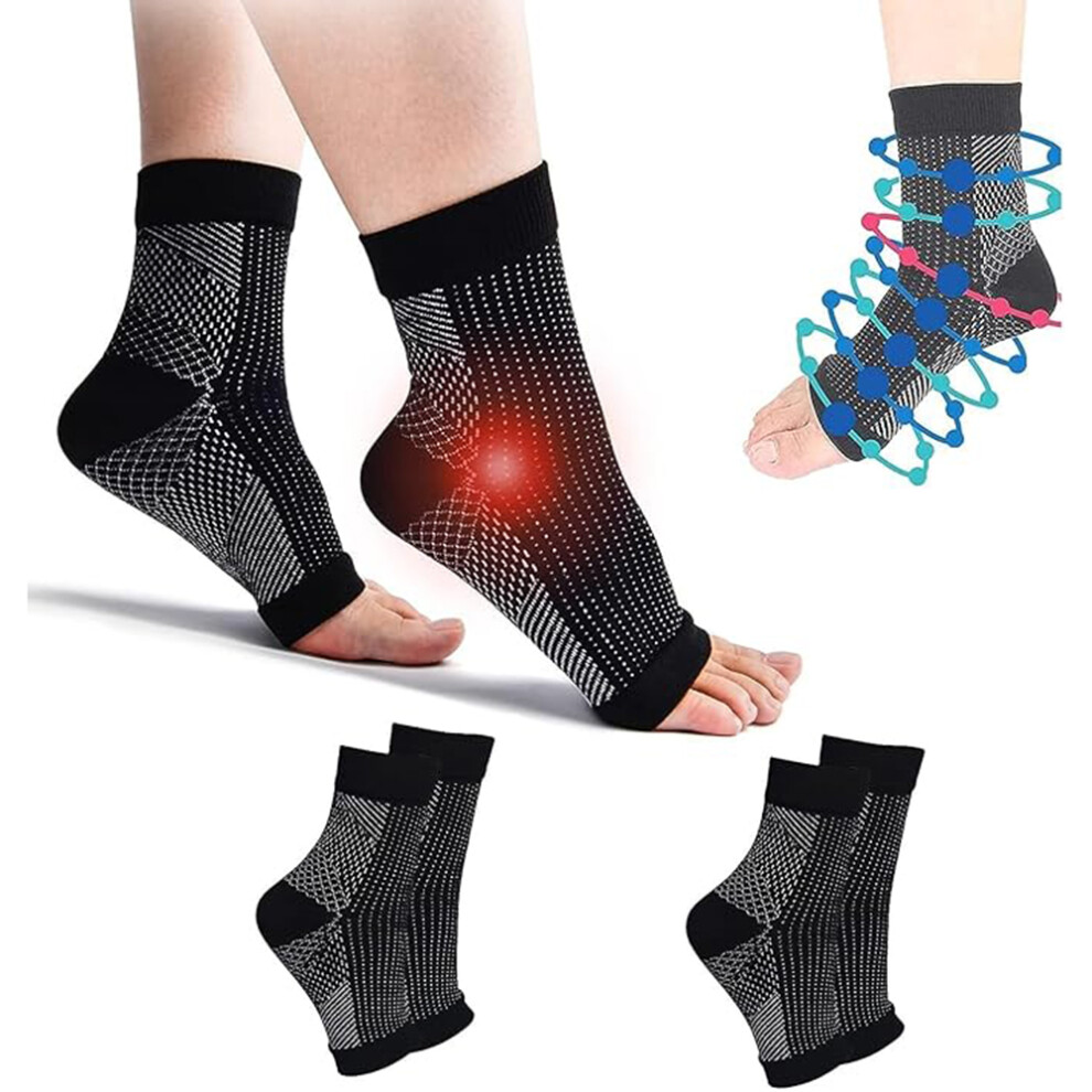 2 Pairs Orthopedic Compression Socks, Compression Socks for Heel Spurs and Plantar Fasciitis, Neurop