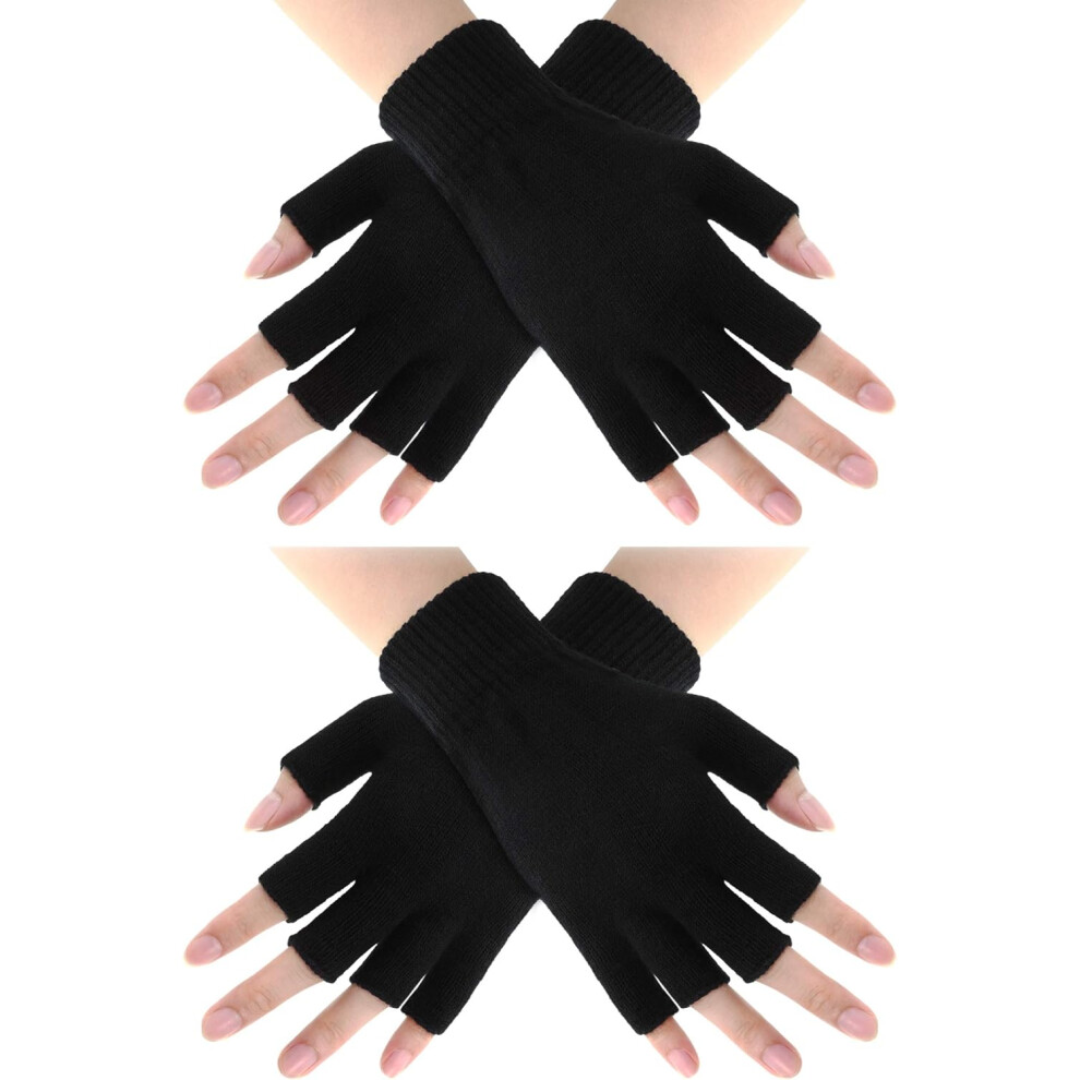 Knitted Fingerless Gloves Warm Half Finger Gloves Winter Knit Driving Gloves for Men Women Cold Weat