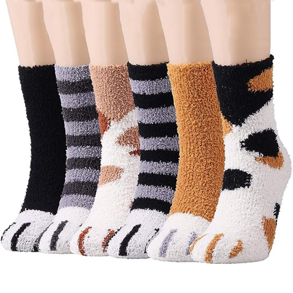 6 pairs of cuddly socks for women, winter socks, fluffy socks, anti-slip socks, warm bed socks, hous
