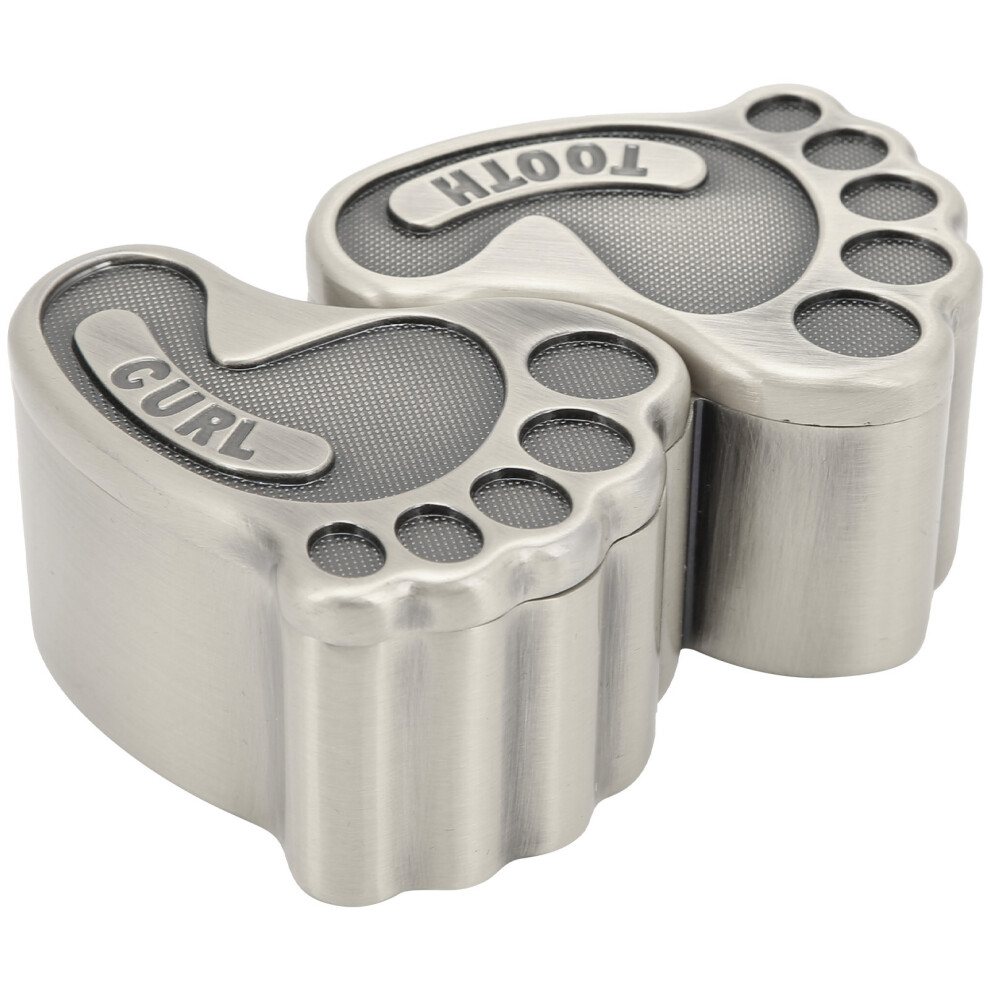 Storage Box Metal Cute FootShape Baby Tooth Holder with 2 Lids for Children Growth Memorial Gift Jew