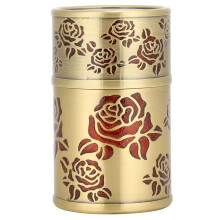 Toothpick Box Cotton Swab Holder Dual Use Retro Light Luxury Antique Red with Rose Pattern