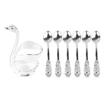 Coffee Spoon Holder Elegant Swan Shaped Alloy Mirror Polish Rich Details Coffee Stirrers Holder for
