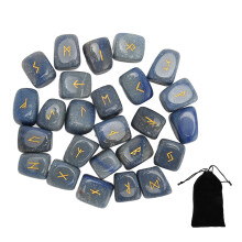 25pcs Rune Stones Set Good Luck Healing Power Polished Engraved Elder Alphabet Chakra Rune Stones fo