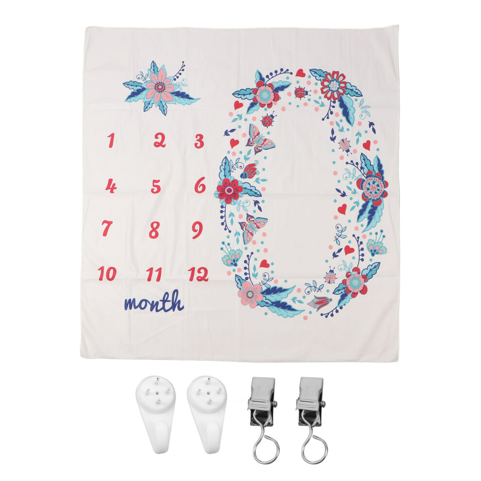 Baby Monthly Milestone Blanket Soft Skin Friendly 39.4x39.4in Photo Background Cloth Newborn Growth