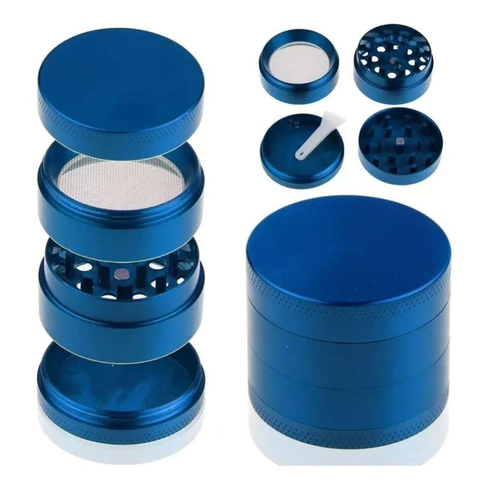 Blue Smoke Grinder Four Layer Detachable Zinc Alloy Portable Herb Crusher Spice Grinder For Men
