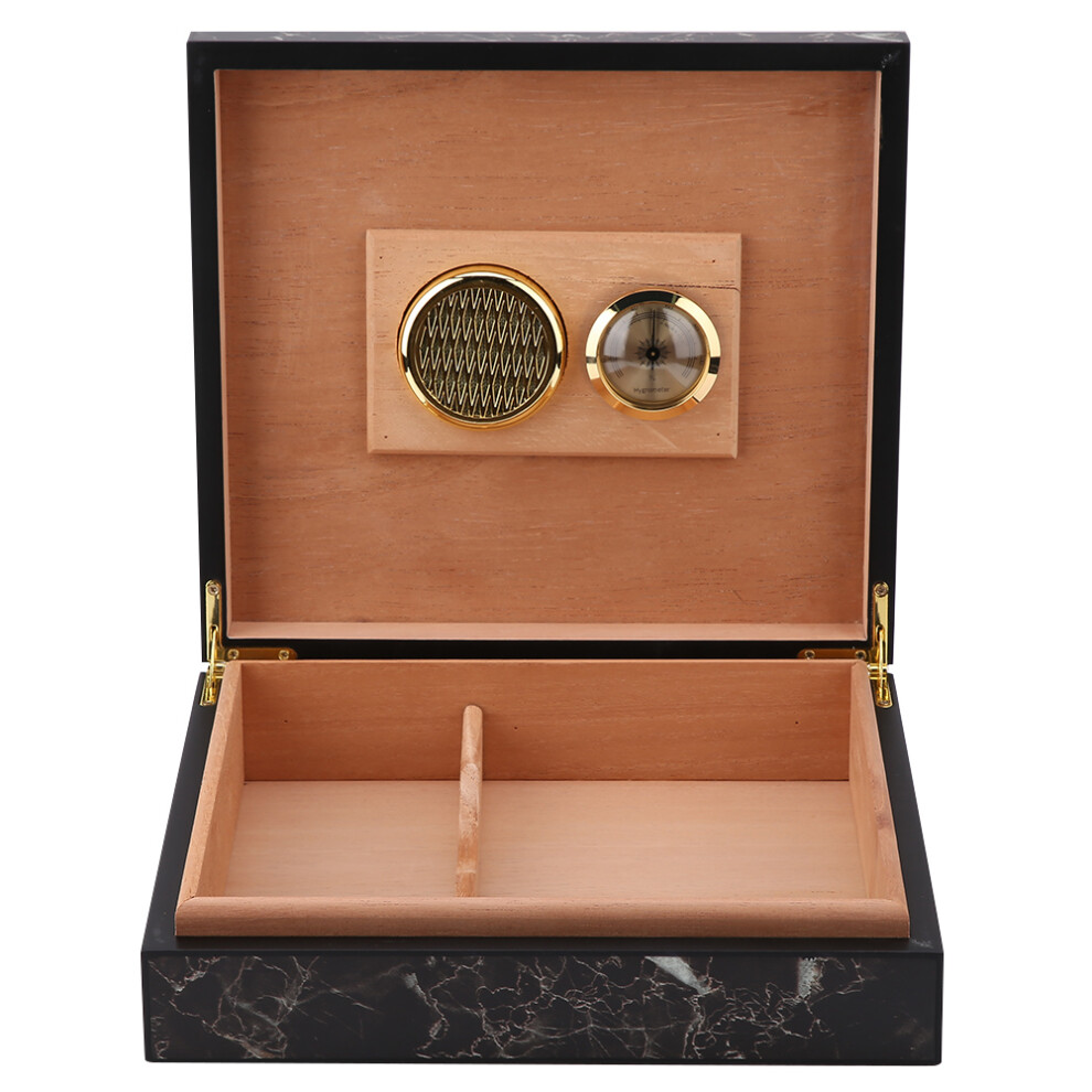 Vintage Mini Portable Humidor Cigar Box Wooden Cigarette Container Storage Case (Marble)