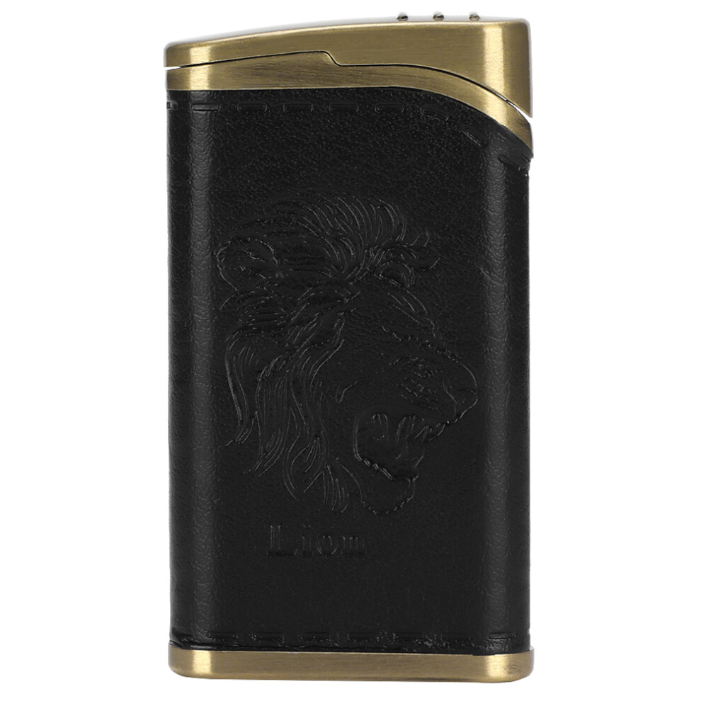 Black Windproof Electric Dual Arc Lighter Flameless Cigarette Lighter For Collector ( Lion Head)