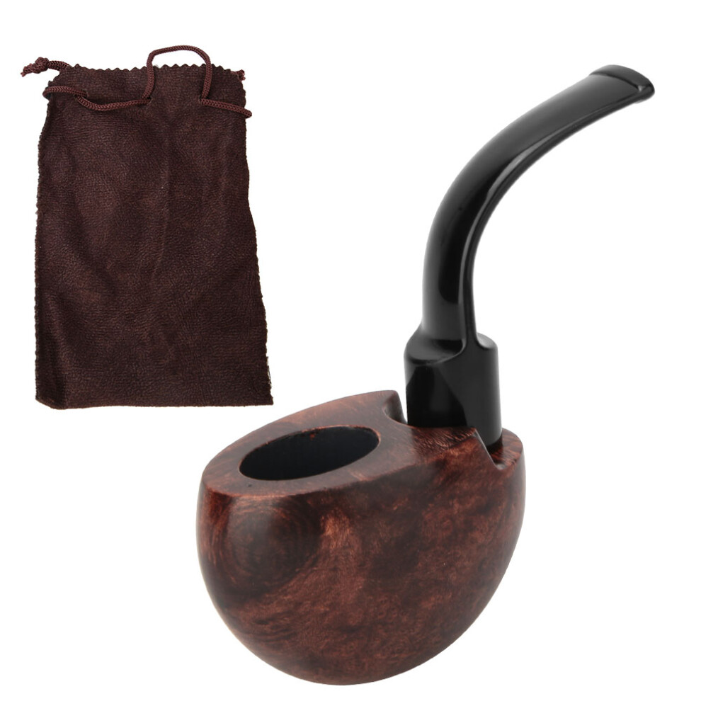 Wood Smoke Pipe Exquisite Carbon Core Filtration Practical Cigarette Tool Gift(Deep Color)