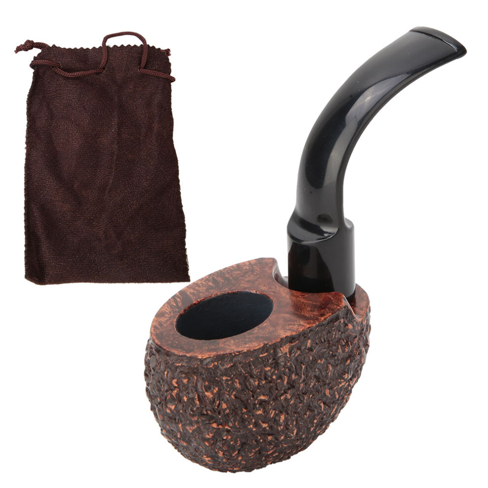 Wood Smoke Pipe Exquisite Carbon Core Filtration Practical Cigarette Tool Gift(Pitted)