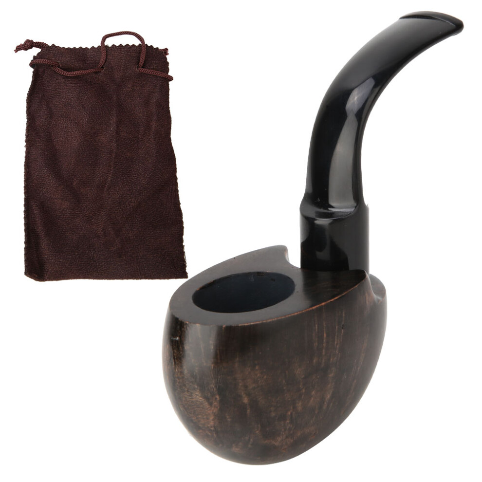 Black Wood Smoke Pipe Exquisite Carbon Core Filtration Practical Cigarette Tool Gift(Black)