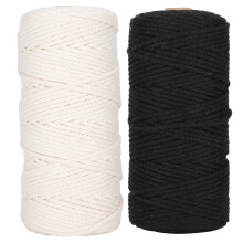 2Pcs 3mm Braided Wire Lace Thread Natural Cotton Rope Single Stranded for Hooking Knotting