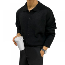 Autumn Knitted Cardigan Men's Loose Korean Style Fashionable Casual Lapel POLO Outer Wear Sweater Ja