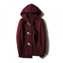 Men's Long Button Hooded Sweater Fashionable Large Size Loose Warm Sweater Jacket Coat