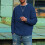 Sweater Round Neck Long Raglan Sleeves Solid Color Casual Comfortable Men Pullover Blue XXL 3