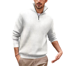 Sweater for men's casual fashion zipper stand collar bottoming sweater
