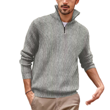 Sweater for men's casual fashion zipper stand collar bottoming sweater