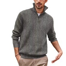 Sweater for men's casual fashion zipper stand collar bottoming sweater