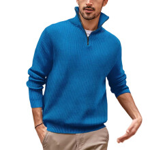 Sweater for men's casual fashion zipper stand collar bottoming sweater
