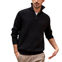 Sweater for men's casual fashion zipper stand collar bottoming sweater