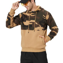 Men Fall Hoodie Color Blocking Drawstring Thicken Pocket Rib Knit Closure Loose Casual Long Sleeve P