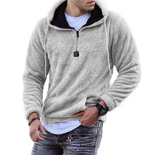 Man Long Sleeve Hoodie Loose Neckline Zipper Pure Color Fashionable Male Skin Friendly Hooded Sweats