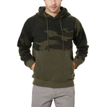 Men Fall Hoodie Color Blocking Drawstring Thicken Pocket Rib Knit Closure Loose Casual Long Sleeve P