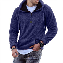 Man Long Sleeve Hoodie Loose Neckline Zipper Pure Color Fashionable Male Skin Friendly Hooded Sweats