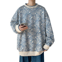 Crewneck Sweatshirt Men Loose Casual Stylish Long Sleeve Pullover Print Top Blouse for Travel Dating