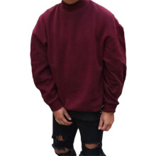 Men Sweatshirt Solid Color Dropped Shoulder Sleeves Casual Loose Mock Neck Pullover Top for Everyday