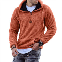 Man Long Sleeve Hoodie Loose Neckline Zipper Pure Color Fashionable Male Skin Friendly Hooded Sweats