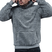 Sports Hoodie Hooded Design Pure Color Long Sleeves Large Pocket Polyester Men Hoodie for Autumn Win