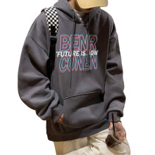 Men Drawsting Hooded Sweatshirt Autumn Fashion Casual Letter Print Loose Men Hooded Pullover Shirts