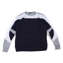 Spring Autumn Long Sleeve Crewneck Sweatshirt Men Casual Fashionable Color Block Pullover Top Shirt