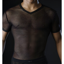 Men's transparent mesh short sleeved fashionable men's performance underwear