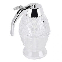 Drip-Free Glass Honey Dispenser - Glass Maple Syrup Dispenser - Honeycomb Honey Jar - Honey Pot with Stand