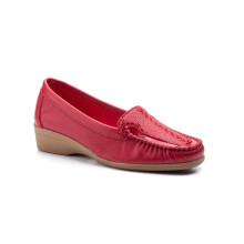 (37, Rouge) Mocassins confortables en cuir pour femmes, chaussures habillées classiques