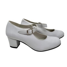 (26, Branco) Sapatos de flamenco para meninas. Sapatos de dança profissionais feitos à mão na Espanha. Calçado tradicional.