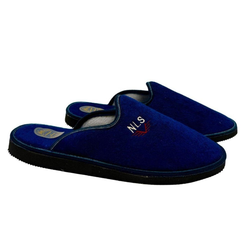 (49, Marineblauw) Herenpantoffels Gesloten Pantoffels Met Sleehak En Zachte Pluche Voering-image