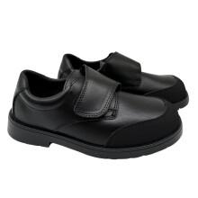 (33, Black) Boys' leather school shoes – Respectful and washable school footwear with Velcro or without laces