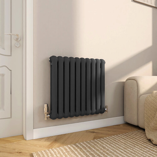 AICA (Anthracite, 600x624mm) Modern designer Curved Panel 2 Column Radiator