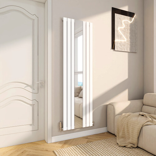 AICA (White, 1800x535mm) Vertical Radiator with Mirror