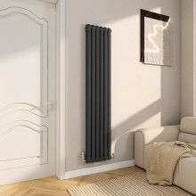 (Anthracite, 1800x384mm) Modern designer Curved Panel 2 Column Radiator