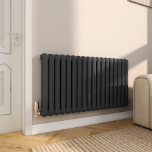 (Anthracite, 600x1104mm) Modern designer Curved Panel 2 Column Radiator