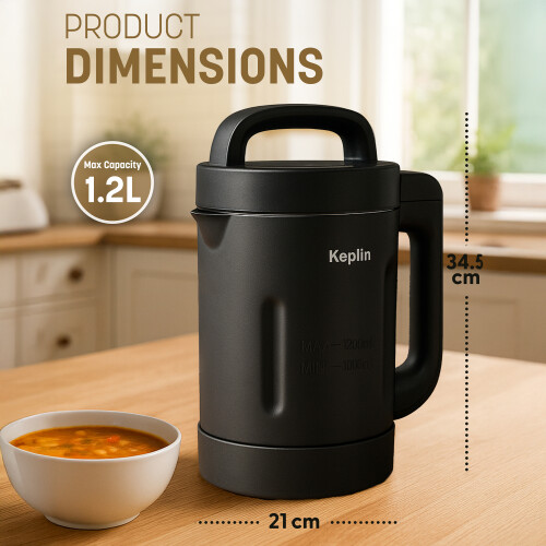 KEPLIN Soup Maker 1.2L Multi Function Blender & Soup Maker, Black, 2 Years Warranty 1