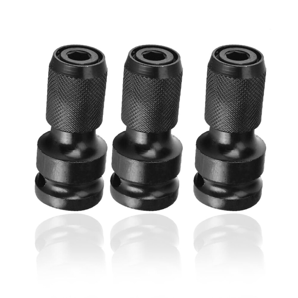 Impact Wrench Adapter 3-Pack 1/2 In To 1/4 In Nut To Bit Holder Hex Shank For Impact Ratchet Wrench 9105992803071