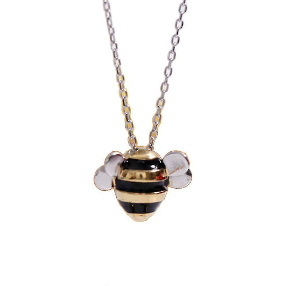 Kikidex (As Show, One Size) Korean Fashion Cute Bee Necklace Collarbone Chain For Daughter Mother Friends Silver/Light