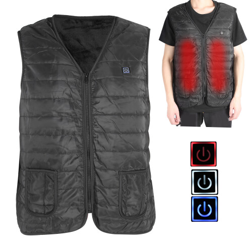(L) 3-Gear USB Heating Vest Jacket Black L 2
