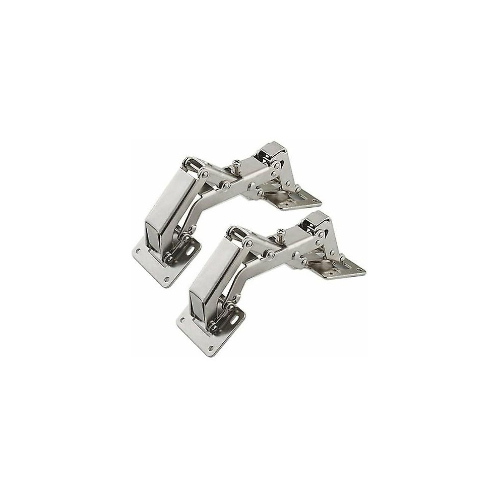 Kikidex (As Show, One Size) Furniture Hinge,2 Pack 170 Degree Kitchen Cabinet Door Hinges + 16 Screws - Wide Angle Door Hinges - No Slot Required